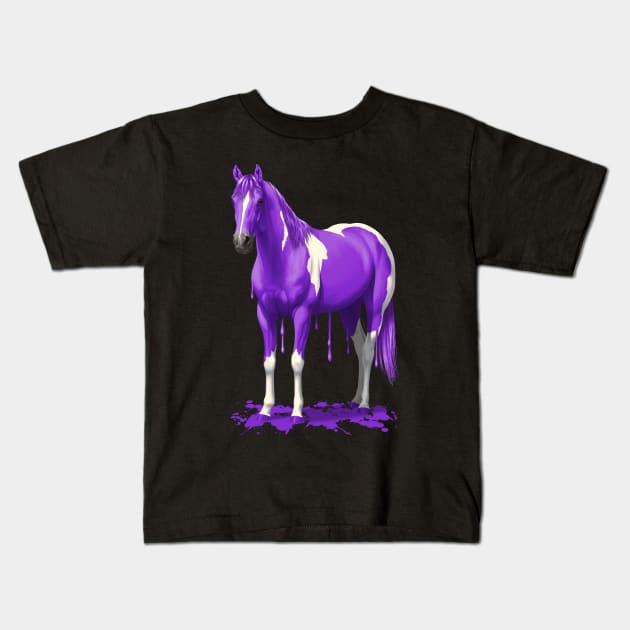 Funny Purple Pinto Dripping Wet Paint Horse Kids T-Shirt by csforest